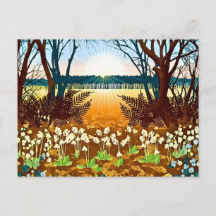 Waldsonne und Wildblumen Postkarte