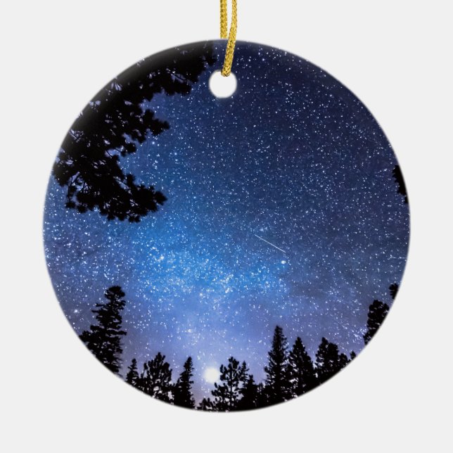 Waldstern, der eine Astronomie-Freude anstarrt Keramikornament (Vorne)