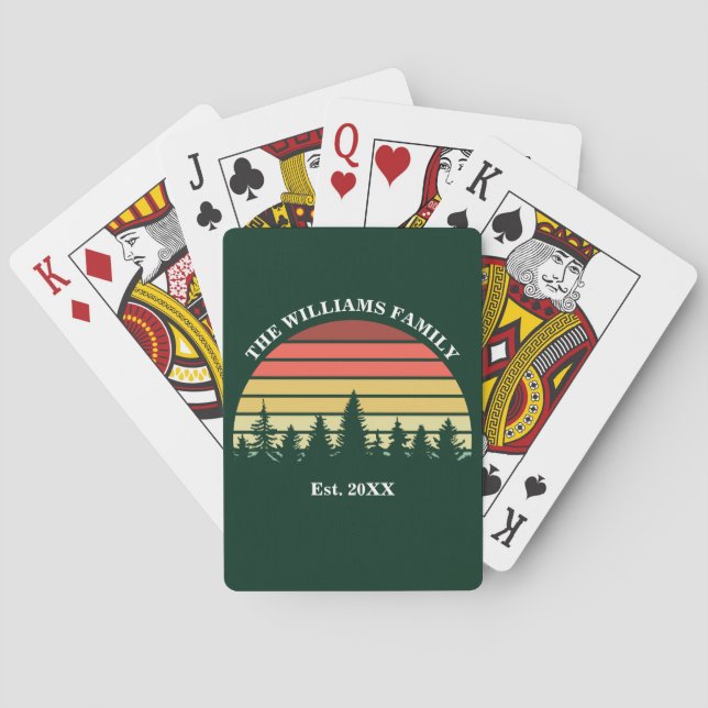 WaldSunset Woods Kabine Custom Family Name Green Spielkarten (Rückseite)