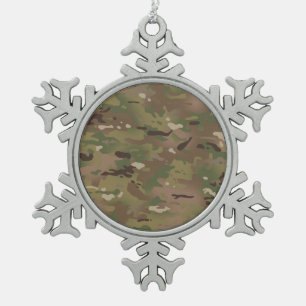 Waldtarnung I Schneeflocken Zinn-Ornament