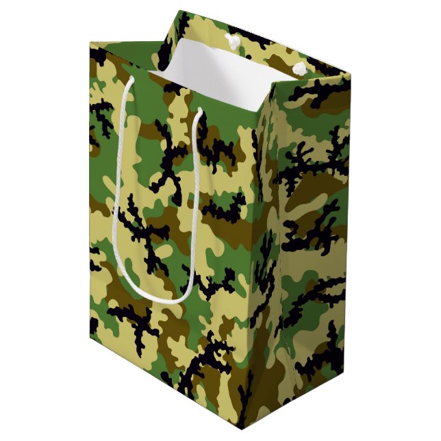 Waldtarnung Mittlere Geschenktüte (Vorderseite Schrägansicht)