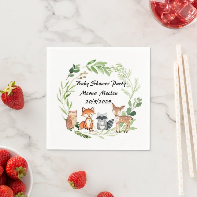 Waldtier Baby Shower Design Serviette (Beispiel)