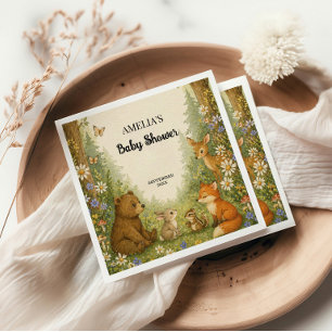 Waldtier-Baby-Shower-Servietten Rustikaler Wald  Serviette