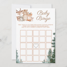 Waldtier-Bingo-Baby-Shower-Spiel Einladung