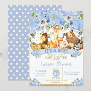 Waldtier-BlumenBabyparty-Einladungs-Junge Einladung