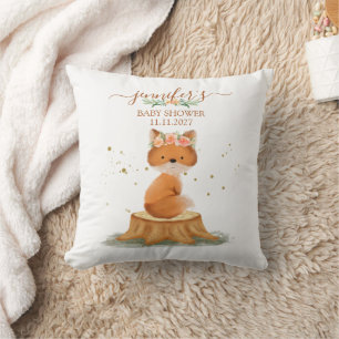 Waldtier Fuchs Baby Shower Botanisches Design Kissen