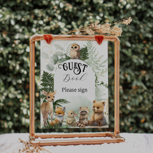Waldtier Grün Buch für Baby-Party Poster