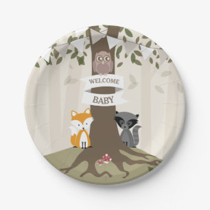 Waldtier-Person-Babyparty Pappteller