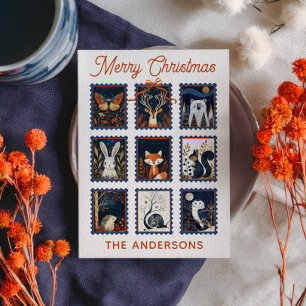 Waldtier-Stempel-Collage Frohe Weihnachten