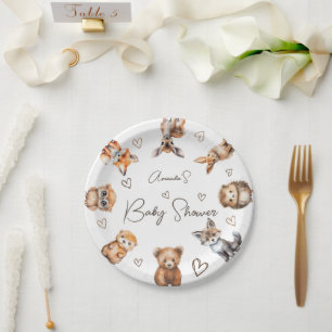Waldtier-Themen-Baby-Party Pappteller