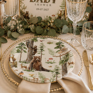 Waldtier-Wald-Wild-Pattern-Babyparty  Pappteller