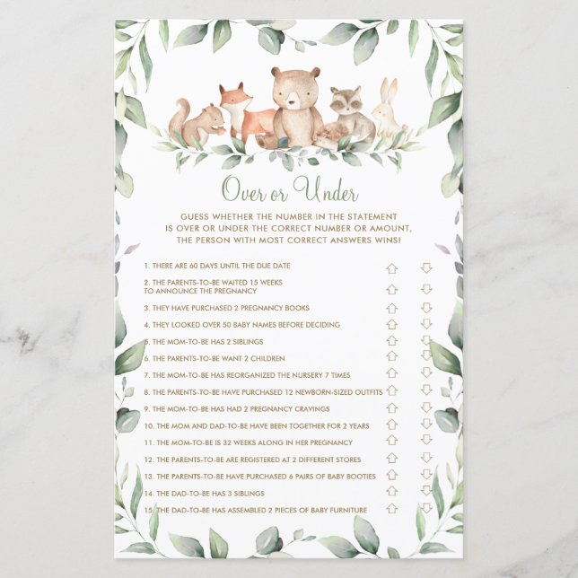 Waldtierdusche über oder unter dem Spiel (Vorderseite)