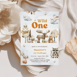 Waldtiere 1. Geburtstag Party Einladung