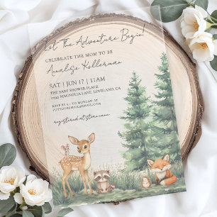 Waldtiere-Abenteuer-Baby-Party Acryleinladungen