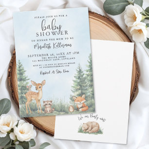 Waldtiere-Abenteuer-Baby-Party Einladung