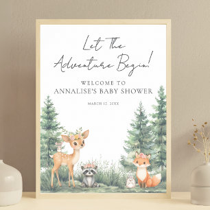 Waldtiere-Abenteuer-Baby-Party Poster