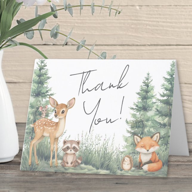 Waldtiere Abenteuer Kinderdusche Dankeskarte (Woodland Forest Animals Adventure Baby Shower Thank You Card)