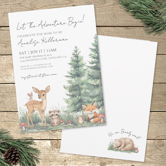 Waldtiere Abenteuer Kinderdusche Einladung (Woodland Forest Animals Adventure Baby Shower Invitation)
