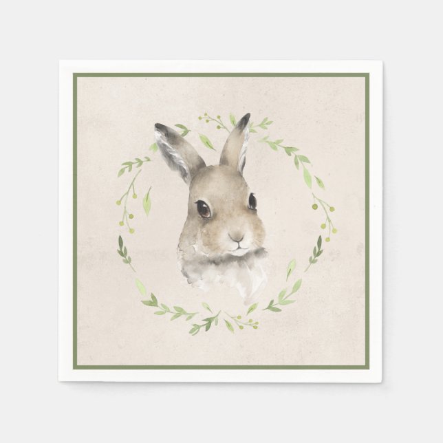 Waldtiere Aquarell Bunny Baby Dusche Serviette (Vorderseite)