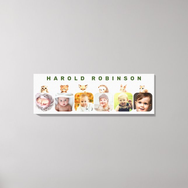 Waldtiere Baby Boy Milestone Leinwanddruck (Vorderseite)