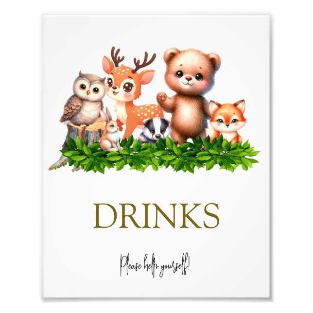 Waldtiere Baby DriNks-Zeichen Fotodruck (Vorne)