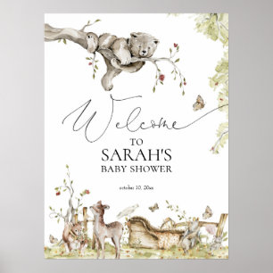Waldtiere Baby Dusche Begrüßungszeichen Poster