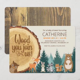 Waldtiere, Baby-Dusche Einladung