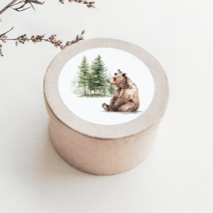 Waldtiere Baby-Dusche für Bären und Vögel Runder Aufkleber