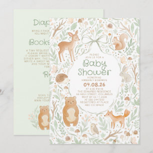Waldtiere Baby Shower - Alles in einem Einladung