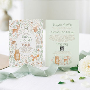 Waldtiere Baby Shower - Alles in einem Einladung