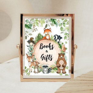 Waldtiere Baby Shower Bücher und Geschenke Schild
