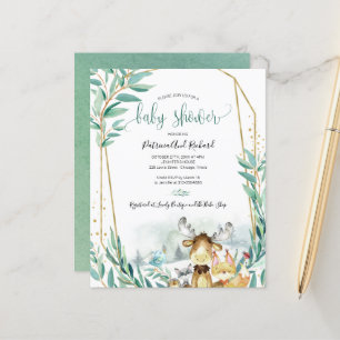 Waldtiere Baby Shower Budget Einladungen