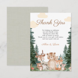 Waldtiere Baby Shower Danksagungskarte Ankündigung