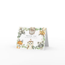 Waldtiere Baby Shower Danksagungskarte