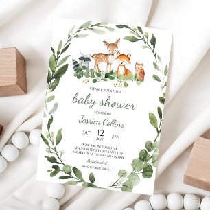 Waldtiere Baby Shower Einladung