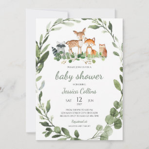 Waldtiere Baby Shower Einladung