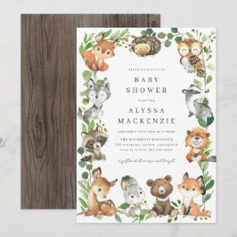 Waldtiere Baby Shower Einladung