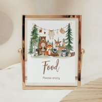 Waldtiere Baby Shower Food Schild