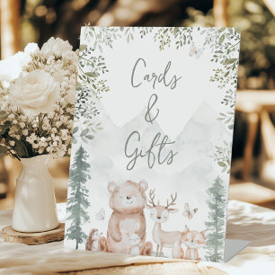 Waldtiere Baby Shower Karten und Geschenke Sockelschild