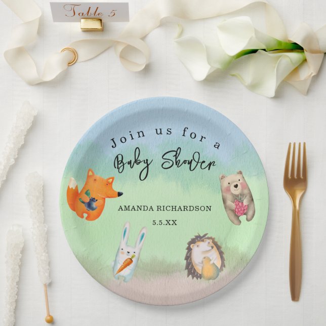 Waldtiere Baby Shower Pappteller (Hochzeit)