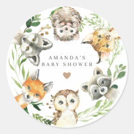Waldtiere Baby Shower Runder Aufkleber