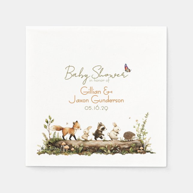 Waldtiere Baby Shower Serviette (Vorderseite)