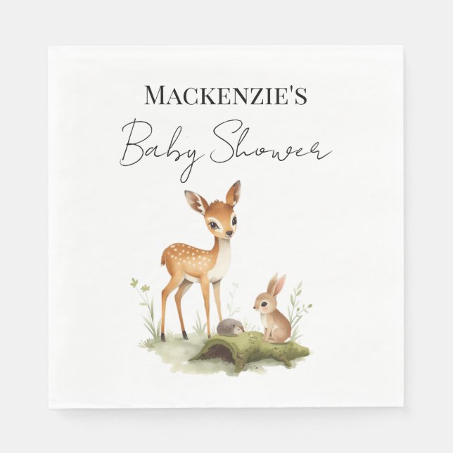 Waldtiere Baby Shower Serviette (Vorderseite)