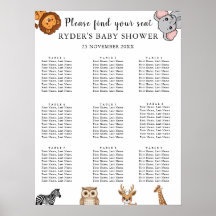 Waldtiere Baby Shower Sitzordnung