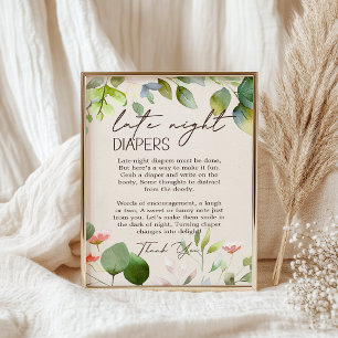 Waldtiere Baby Shower Späte Nacht Windel Poster