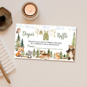 Waldtiere Baby Shower Windel-Raffle Begleitkarte
