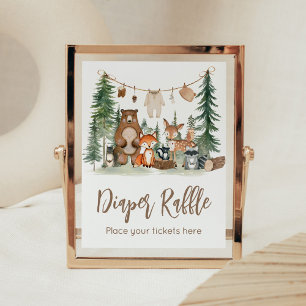 Waldtiere Baby Shower Windel Raffle Schild