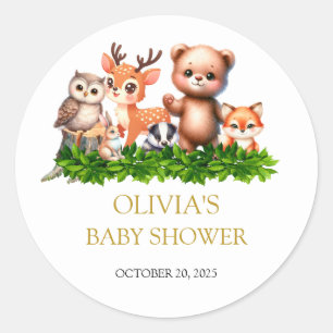 Waldtiere Babydusche Runder Aufkleber