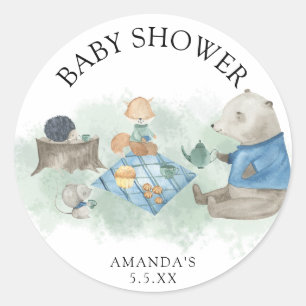 Waldtiere - Babyparty Runder Aufkleber