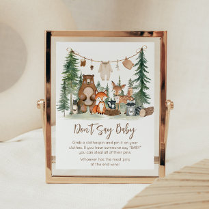 Waldtiere Babyparty - Schild "Sag nicht Baby"